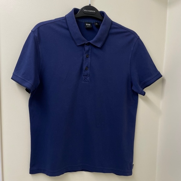 Hugo Boss Men's Blue Slim Fit 98% Cotton Short Sleeve Polo 100% Cotton Size M - Picture 1 of 11